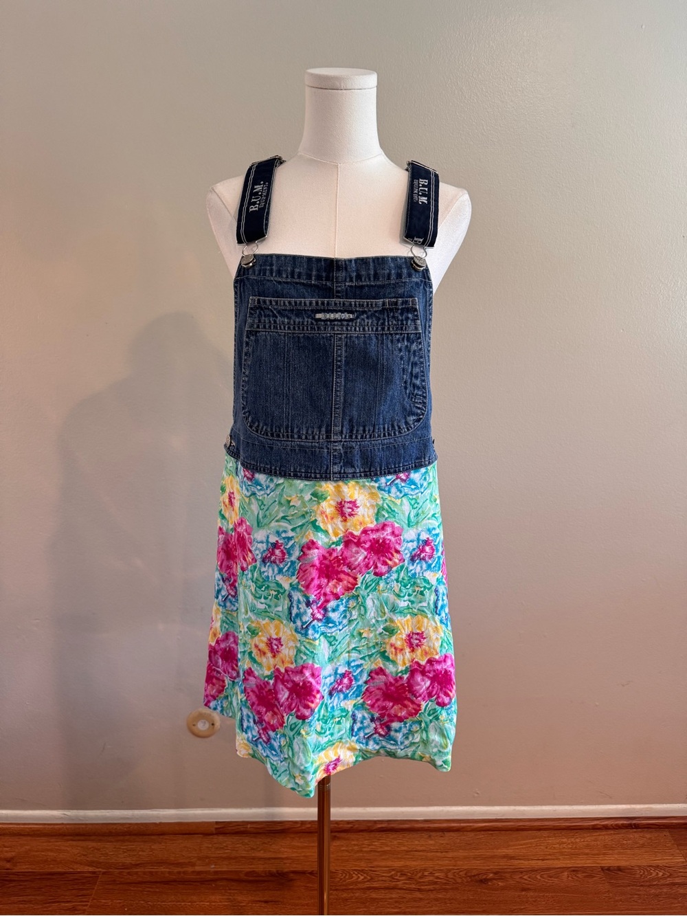 Vintage 90s B.U.M. Equipment Mini Overall Dress